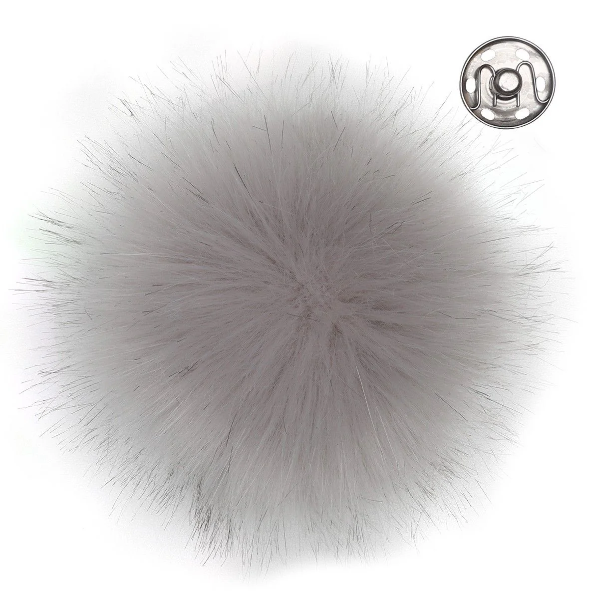 Pompon z zatrzaskiem - Szary, large/13 cm