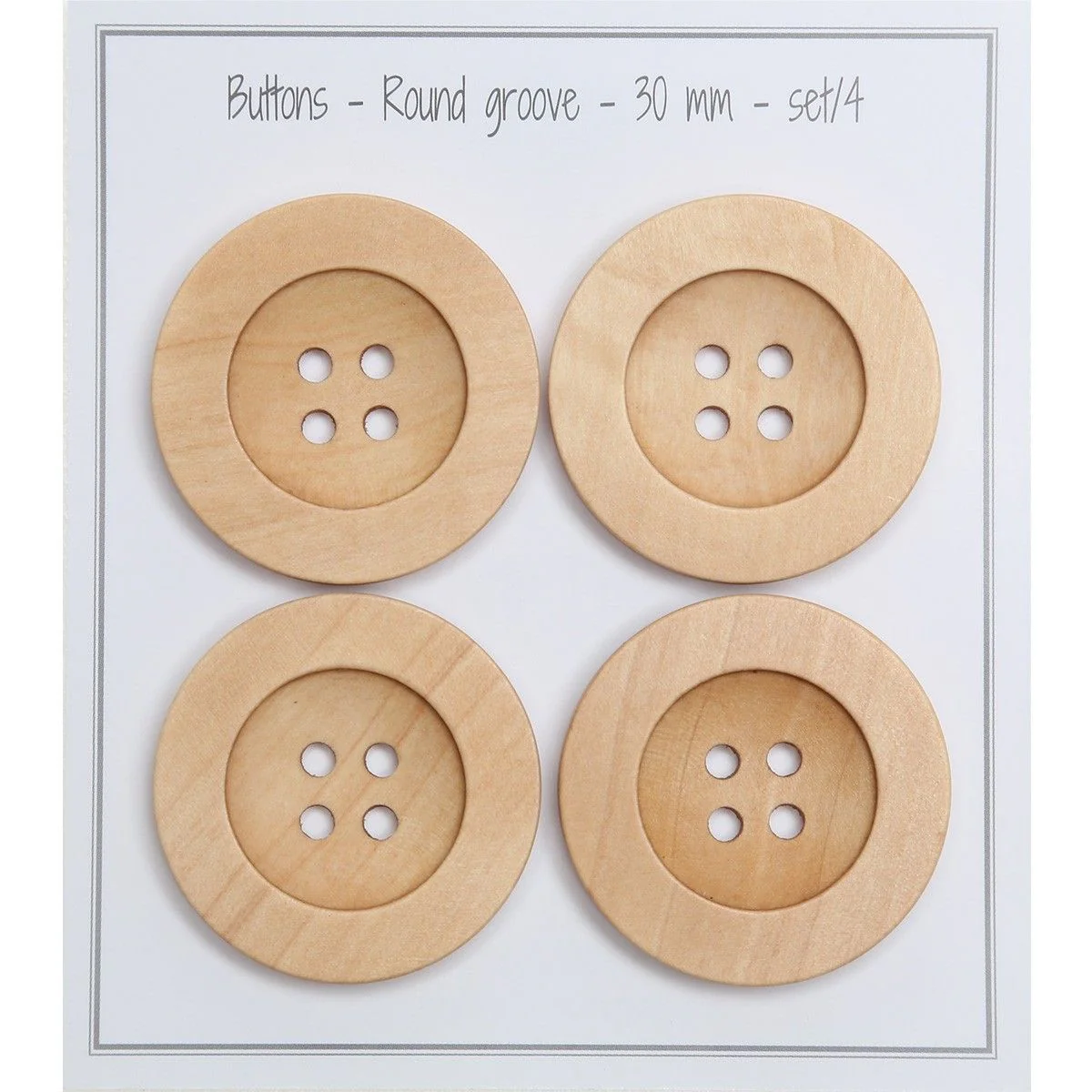 Guziki drewniane - Round Groove - Jasne - Image 10