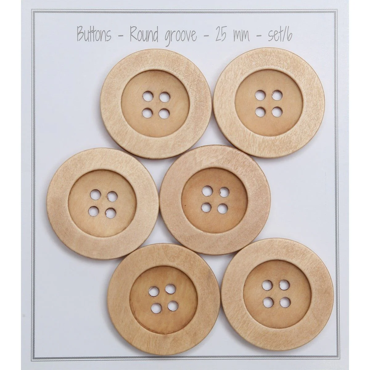Guziki drewniane - Round Groove - Jasne - Image 9
