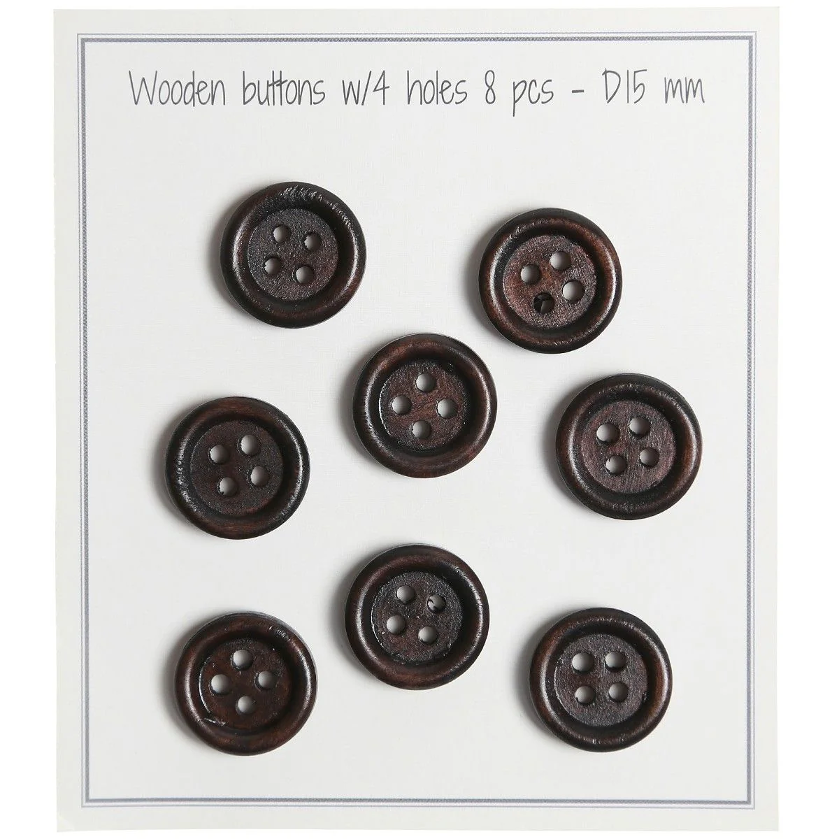 Guziki drewniane - Round Groove - Ciemne - 8 sztuk