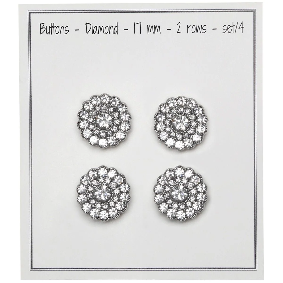 Guziki Bling - Małe Kamienie - Srebrne - 4 szt. - Image 2
