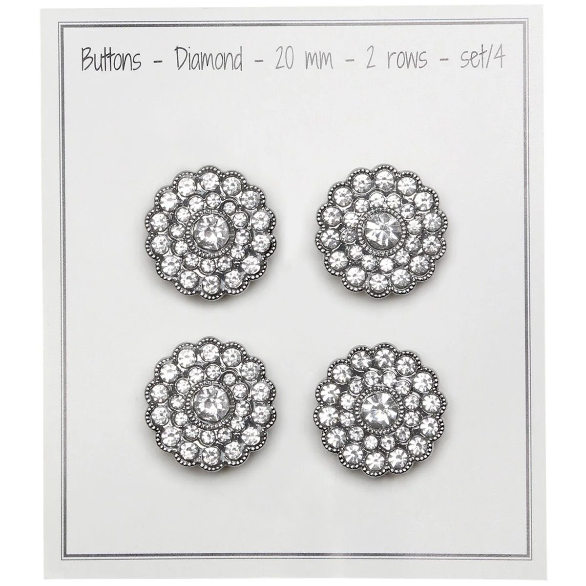 Guziki Bling - Małe Kamienie - Srebrne - 4 szt. - Image 3