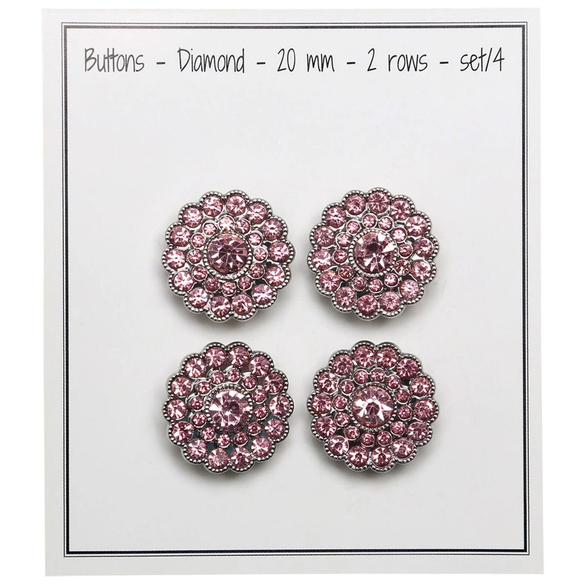 Guziki Bling - Małe Kamienie - Różowe - 4 szt. - Image 2